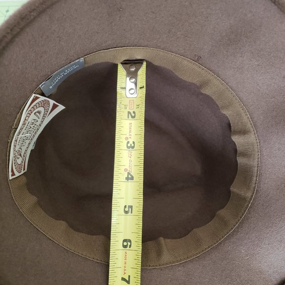 Designer Vintage Rabbit Hair Fedora Brown with Ribbon Trim - Picture 8 of 9